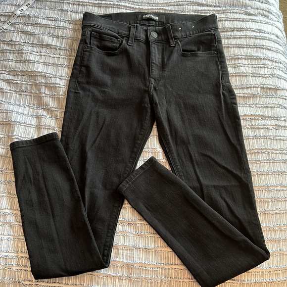 Express Stretch Black Jean Legging Mid Rise Size 4R - Picture 5 of 11